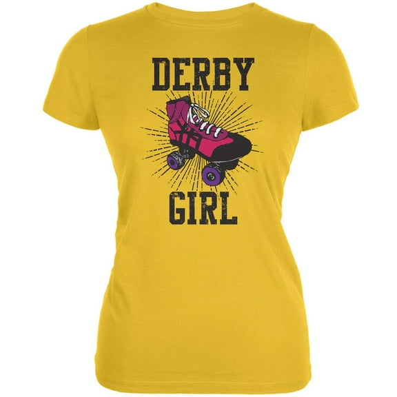 Roller Derby Derby Girl Bright Yellow Juniors Soft T-Shirt - X-Large