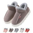 thumbnail image 3 of Slippers for Men and Women Cozy Cotton House Slippers Winter Warm Thick Lined Shoes Non- Indoor Home Footwear for Couples Comfort, 3 of 10