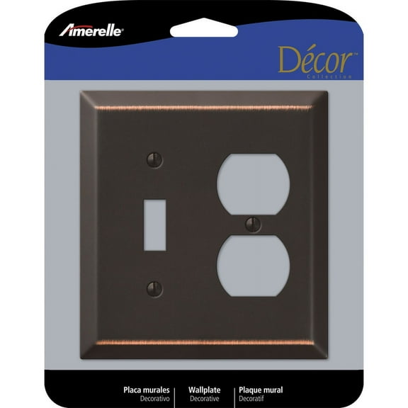 1 Pc, Amerelle Century Aged Bronze 2 Gang Stamped Steel Toggle Wall Plate 1 Pk