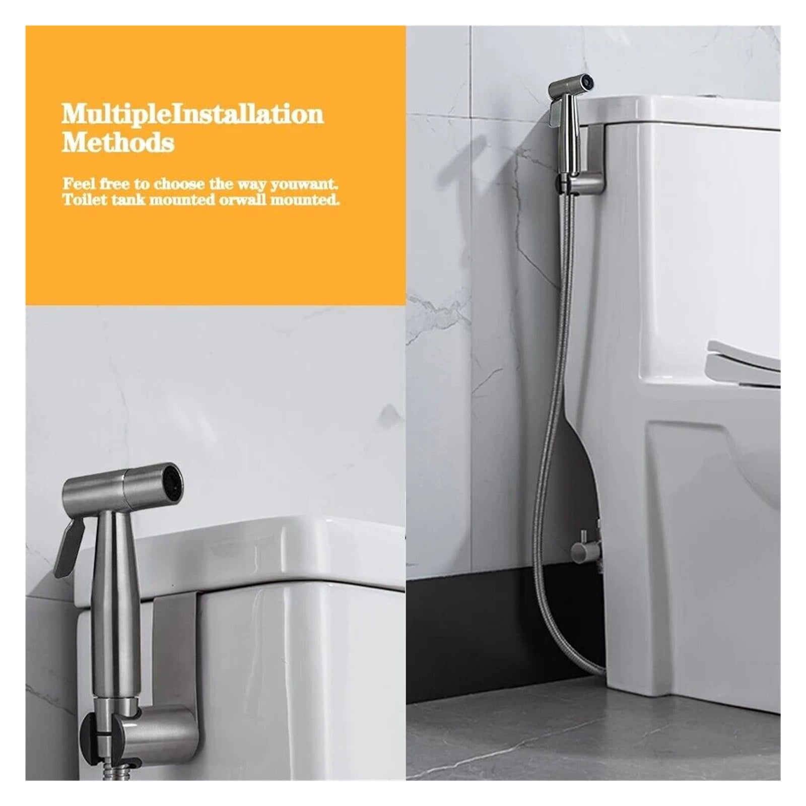Toilet Companion Bidet Spray Gun Set, High Pressure Booster Nozzle Toilet Spray Gun 304 Stainless Steel - Modern Design