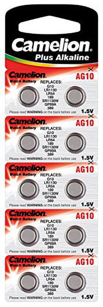 Pack de 10 piles Camelion Alcaline AG10 LR54/LR1130/389 - 0