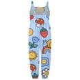 thumbnail image 4 of VNKIDY Kids Boys Girls Jumpsuit With Cartoon Print Sleeveless Spaghetti Strap Loose Fit Overalls For Casual Daily Wear Blue 5-6 Years, 4 of 4