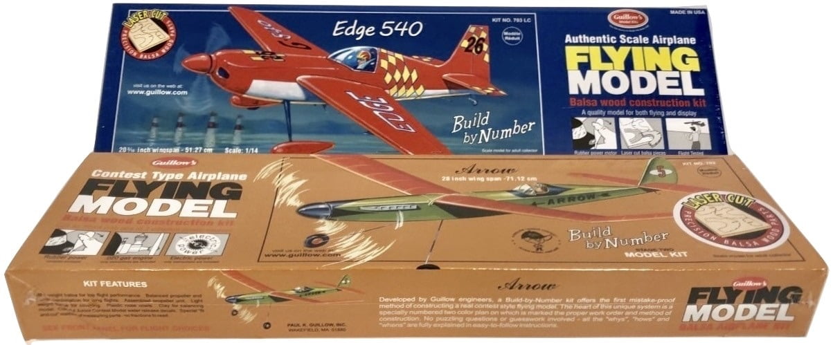 Two Easy to Build Guillow's Balsa Wood Model Airplane Kits