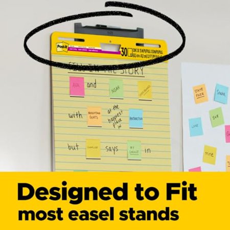 Post-it 561-VAD-4PK Super Sticky Easel Pad, 25 x 30 Inches, 30 Sheets/Pad, 2 Pads (561), Yellow Lined Premium Self Stick Flip Chart Paper, Super Sticking Power