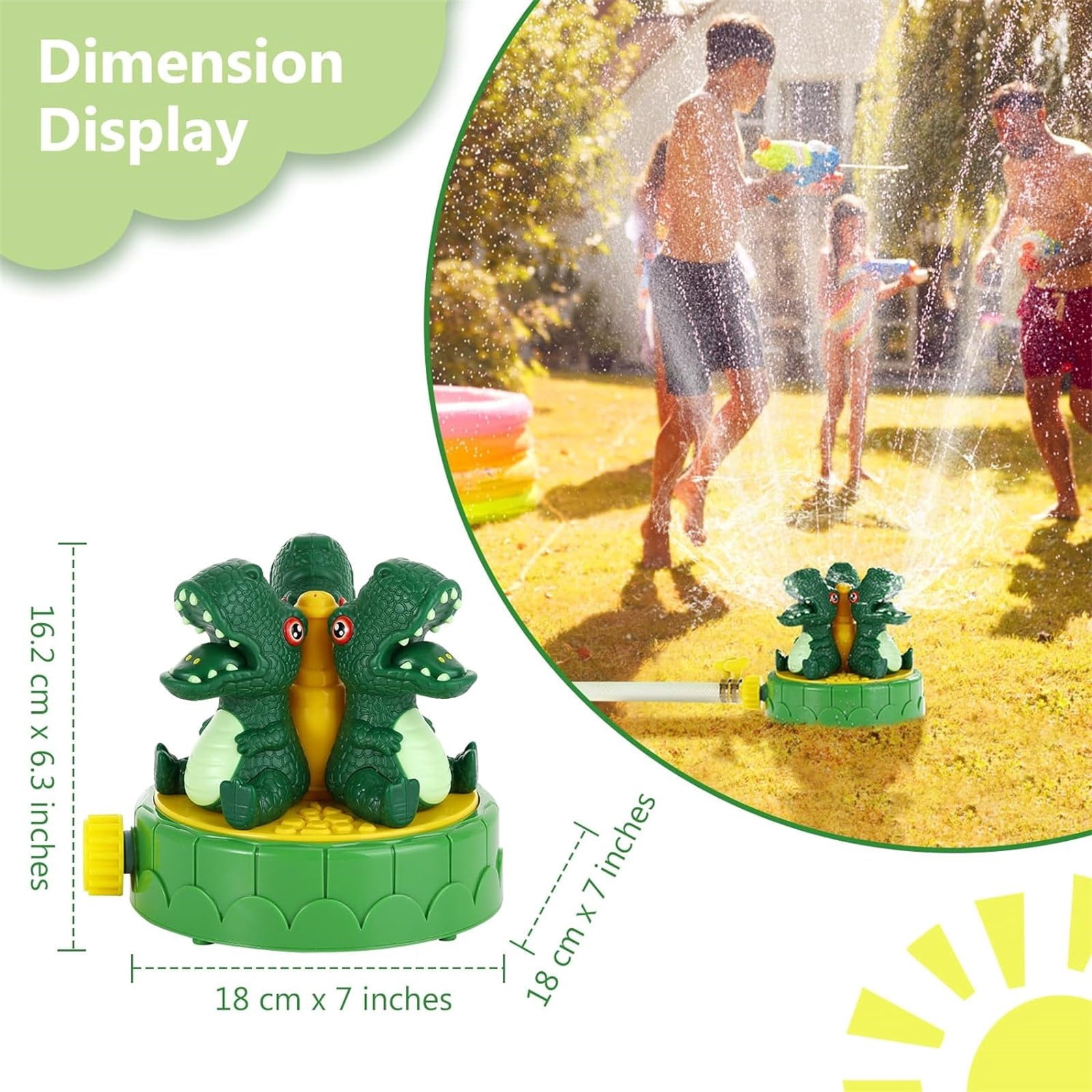 Cute Dinosaur Water Sprinkler Toy for Kids, Outdoor Summer Garden Lawn Spray Water Toy, Fun Water Play Toys for Backyard Pool Game Activities Boys Girls