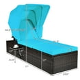 thumbnail image 3 of Costway Chaise Longue de Patio en Rotin avec Coussin, Auvent Réglable, Turquoise, 3 of 10