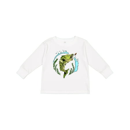 

Inktastic Leaping Bass Fish- Fishing Illustration Gift Toddler Boy or Toddler Girl Long Sleeve T-Shirt