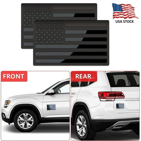 2× Metal American Flag Decal 3D USA Car Truck Black Sticker Body Helmet Emblem