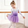 thumbnail image 4 of Ruyang Kids Gymnastics Dance Leotard Sets Girls Long Sleeve Gradient Ballet One‑Piece Shiny Performance Tulle Skirt 5-12 Years, 4 of 8