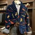 thumbnail image 5 of Mardi Gras Men's Blazer Corduroy Mask Print Carnival Party Jacket Two Button Slim Fit Business Office Suit Jacket with Pockets Plus Size Outerwear, 5 of 5