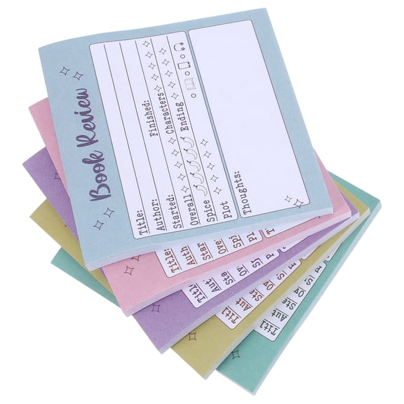 OULII 5Pack Assorted Color Book Review Notes Self Stick Pads for Reading Journal Tracking