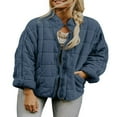 thumbnail image 1 of Women Stand Collar Quilted Jackets Long Sleeve Solid Color Full Zip Padded Jackets, 1 of 5