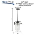thumbnail image 4 of RV 12V Ceiling Mounted Pendant Light with Crackle Glass Sconce, 4 of 9