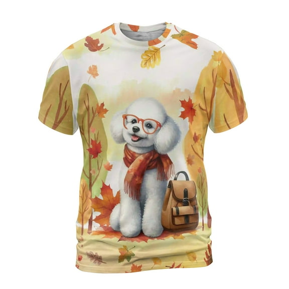 Welcome Fall Poodle Enjoys School Time Autumn Fall Leaves All Over Print 3D Shirt Unisex Merch Poodles Dog Lover Gifts Idea - 02013