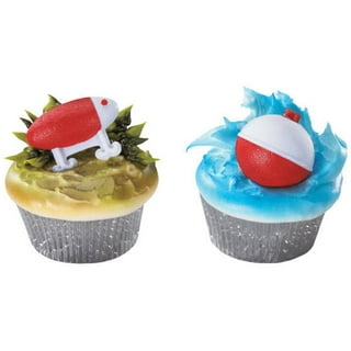 PRECUT Fishing Mix - 36 Edible Cupcake Toppers Decorations Mens