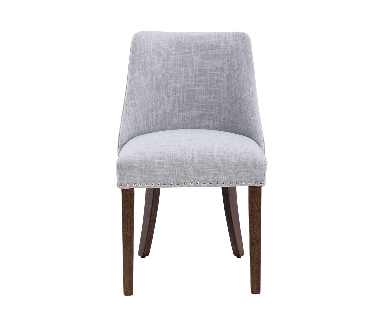 Guyou Dining Chairs Set of 2, Mid Century Modern Linen Upholstered Farmhouse Side Chairs with Nailhead and High Back for Kitchen Restaurant, Grey