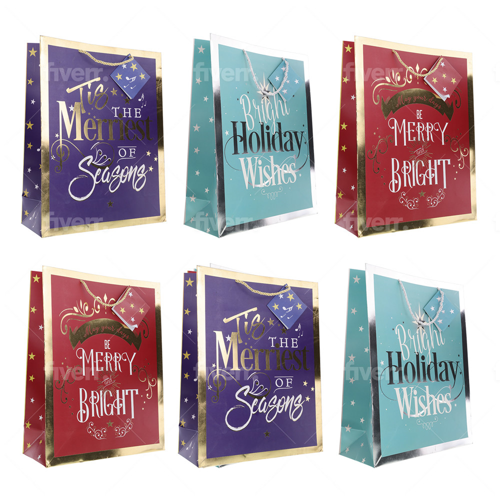 Fifth Ave Kraft Christmas Mystery Large Gift Bags - 12 Pack photo 4