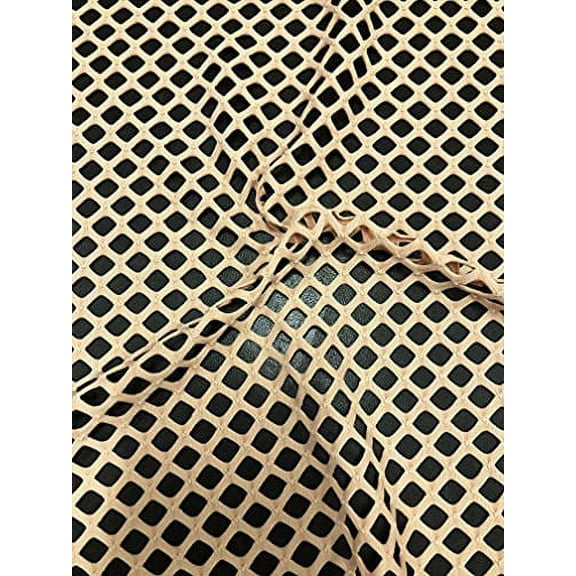 Polyester Big Diamond Mesh 15mm Hole Size 2 Ways Stretch See Through Fabric by The Yard/Bulk (Nude)