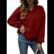 thumbnail image 1 of Sudadera con Capucha para Mujer, de Gran Tamaño, con Cuello en V, Informal, Cómoda, Básica, Moda de Otoño 2025. Vino Tinto M, 1 of 10