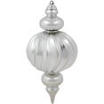 thumbnail image 4 of Northlight Commercial Size Shatterproof 2-Finish Finial Christmas Ornaments - Silver -10" - 4ct, 4 of 6