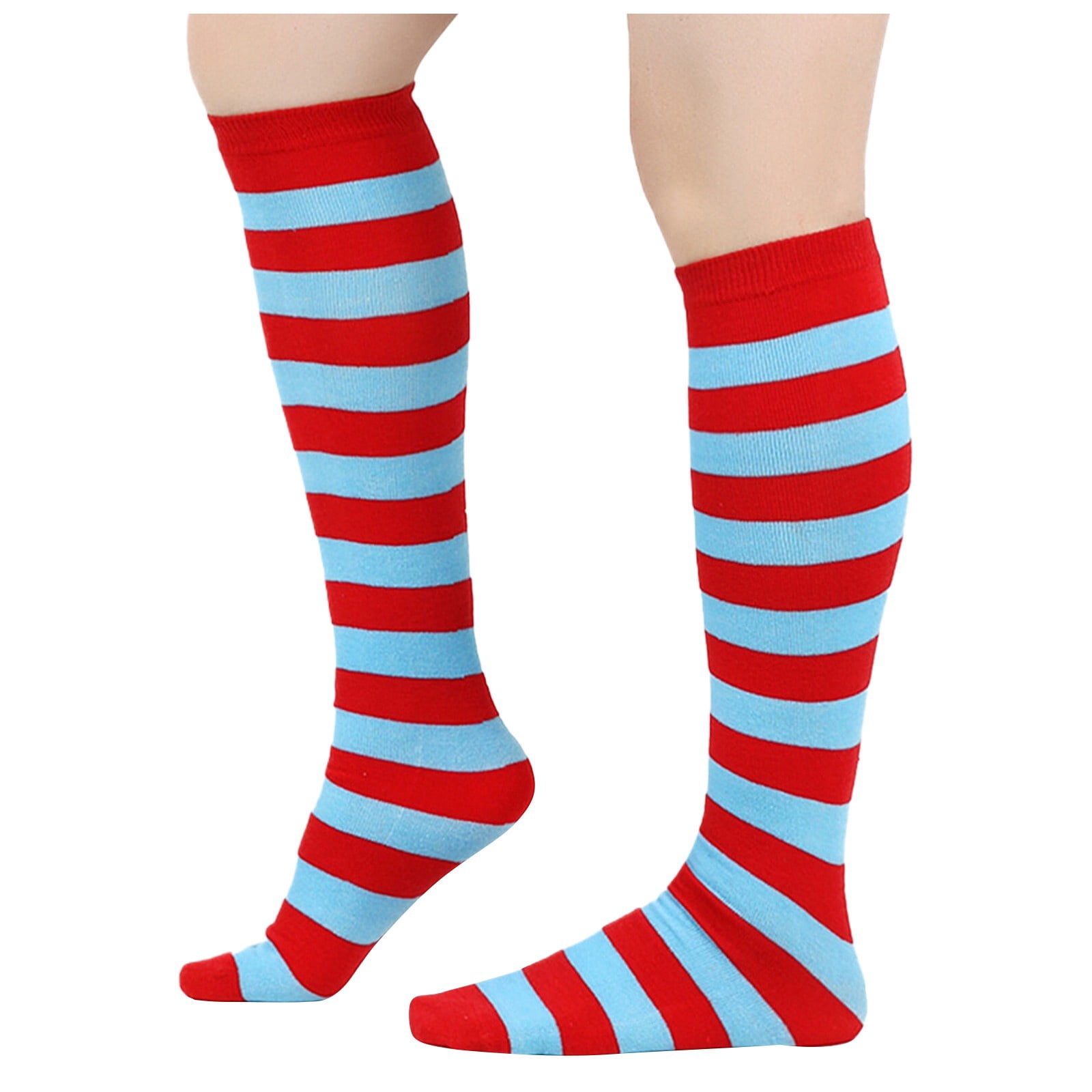 BYHONG Socks for Women Ladies Striped Calf Socks Christmas Socks Ladies and Knee Socks Striped Socks Socks Performance Socks Running Socks Womens Blue One Size