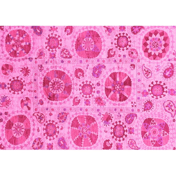 Ahgly Company Indoor Rectangle Abstract Pink Modern Area Rugs, 7' x 9'