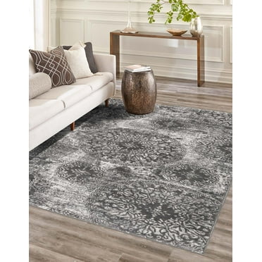 Rugs.com Monte Carlo Collection Rug – 8' x 11' Gray Medium Rug Perfect For Living Rooms, Large Dining Rooms, Open Floorplans