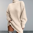 thumbnail image 2 of Suéter de cuello medio alto para mujer suéter suave minivestido jersey ropa informal para mujer, 2 of 8