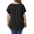 thumbnail image 3 of Agnes Orinda Plus Size Top for Women Notch V Neck Short Sleeve Eyelet Embroidery t Shirts Casual Hollow Out Blouse 1X Black, 3 of 6