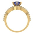 thumbnail image 4 of 1.52 ct Brilliant Round Cut Tanzanite 18K Yellow Gold Solitaire with Accents Engagement Bridal Wedding Ring Band Set size 7.25, 4 of 7