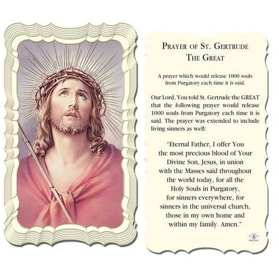 Saint Gertrude the Great Catholic Prayer Holy Card with Prayer on Back, Pack of 50