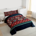 thumbnail image 3 of jejeloiu Ancient Bohemian Aztec Full Size Comforter Sets,Red Black Cyan Bedding Sets For Adult Reversible 3-Piece, 3 of 8