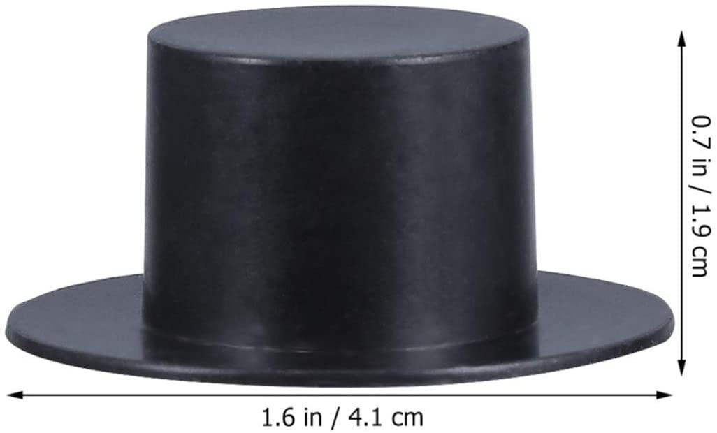 50pcs Mini Plastic Top Hats Black 
