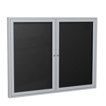 Ghent's Vinyl 36" x 60" 2 Door Enclosed Flannel Letterboard in Black