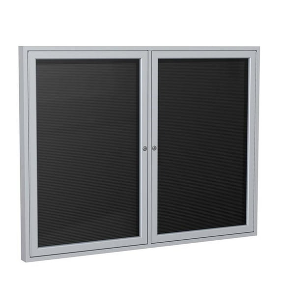 Ghent's Vinyl 36" x 60" 2 Door Enclosed Letterboard in Black