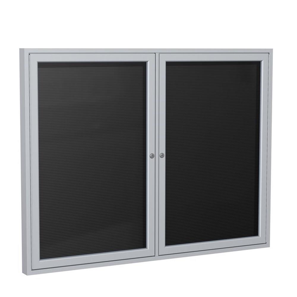 Ghent's Vinyl 48" x 60" 2 Door Enclosed Letterboard in Black