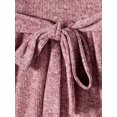 thumbnail image 3 of Family Matching Casual Classic Color block Rib Knit Belted Dresses Long Sleeve Sets, 3 of 9