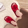 thumbnail image 2 of Xfvqtps Womens Corduroy Open Toe Slide Slippers Warm Flat House Shoes for Bedroom Living Room Fall Winter Cozy Indoor Comfortable Footwear, 2 of 6