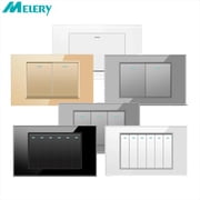 Melery 4gang 4x2 Light Switch Wall Switch USA Tempered Glass Panel Rectangular Black