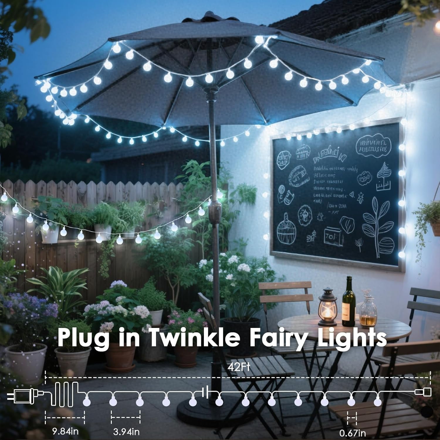 100LED Connectable String Lights Indoor Outdoor for Bedroom, 43ft White  Lights Plug in with Remote & Timer, 8 Lighting Modes Waterproof Fairy Light for Room Classroom Wedding Christmas Decor