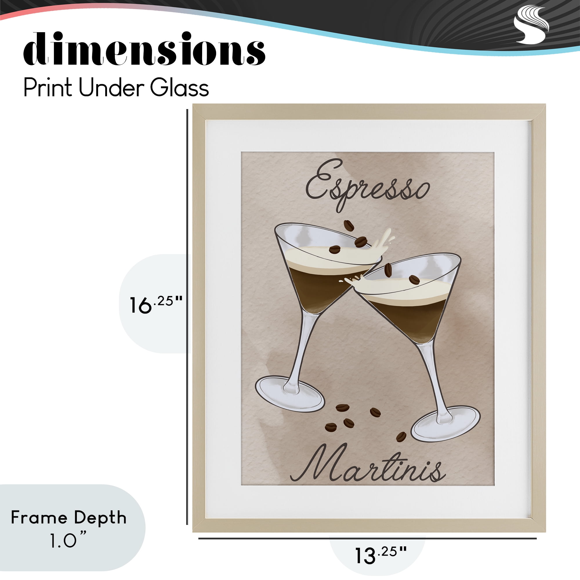 Stupell Industries Cheers Espresso Martinis Birch Framed Print Under Glass, design by Marcus Prime