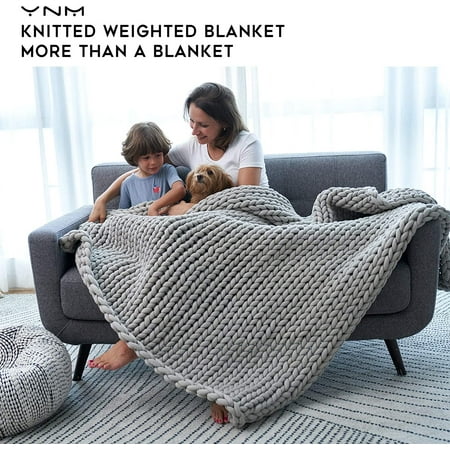 YnM Knitted Weighted Blanket, Hand Made Chunky Knit Weighted Throw