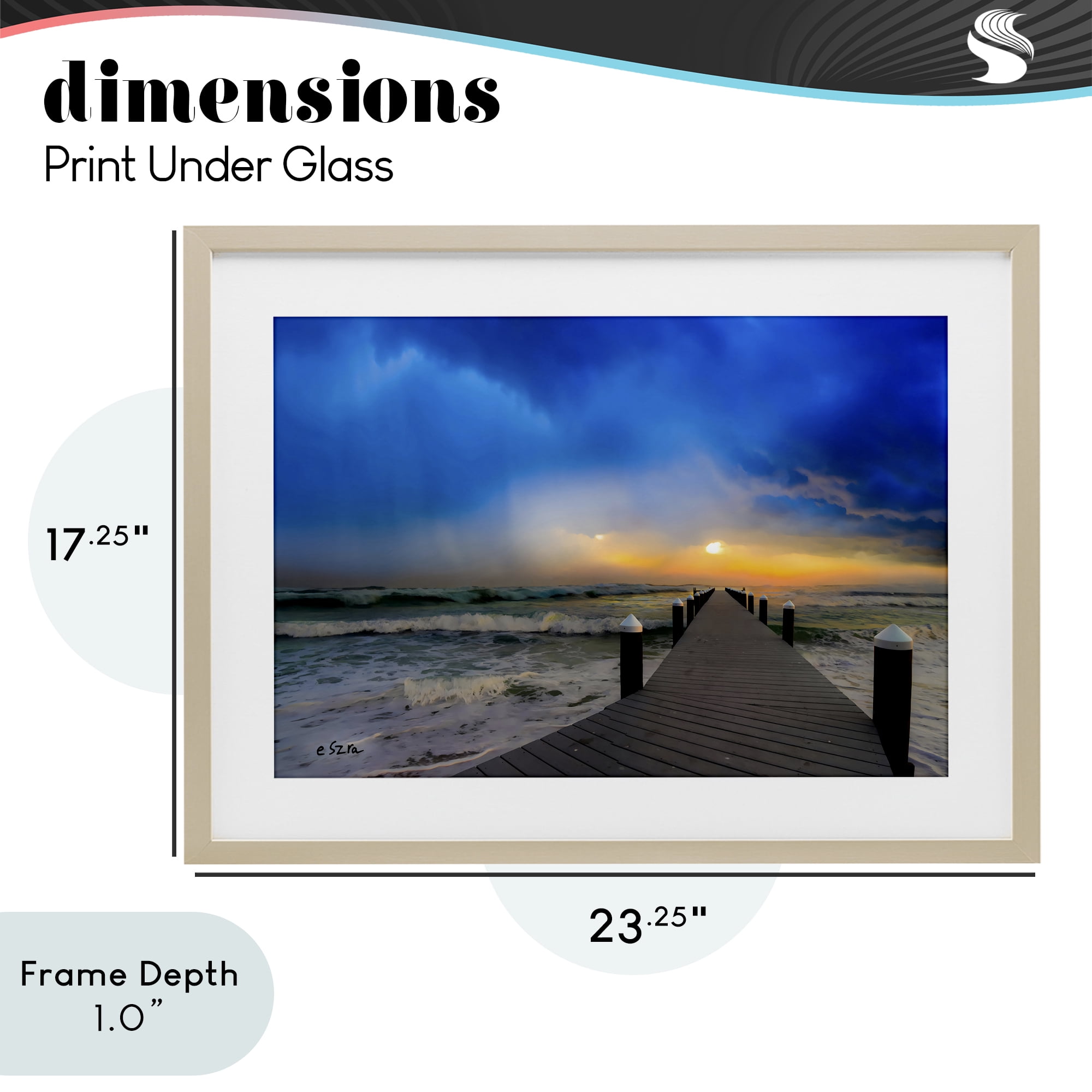Stupell Industries Sun Breaking Over Sea Pier Birch Framed Print Under Glass, design by Eszra Tanner