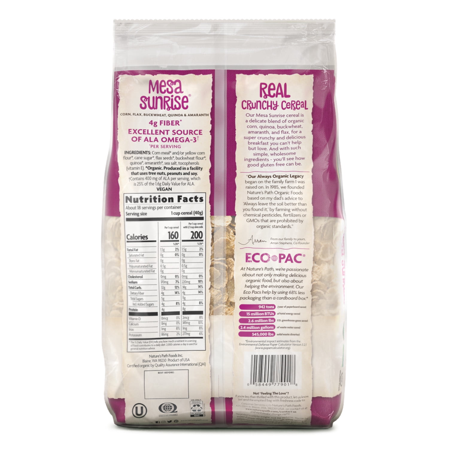 Nature's Path Organic Mesa Sunrise Breakfast Cereal, 26.4oz Bag (pack of 6)