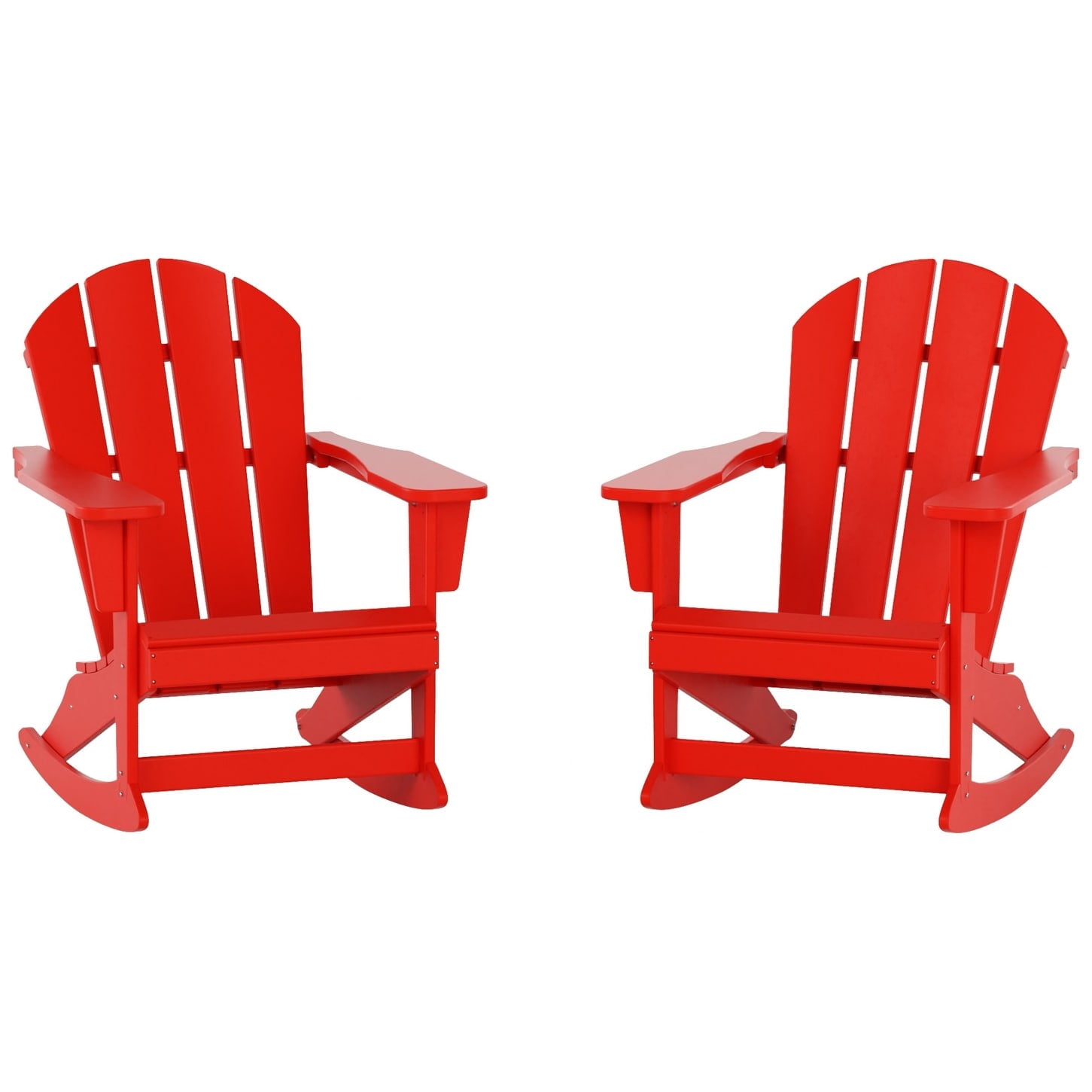 Polytrends  Laguna Hdpe All Weather Outdoor Patio Rocking Chair (Set of 2) Red