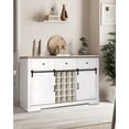 thumbnail image 3 of Farmhouse Wine Bar Cabinet w/Sliding Barn Door, 54" Kitchen Coffee Bar Cabinet w/Wine & Glass Rack, Storage Shelves, 3 Drawers, Rustic Large Buffet Sideboard for Dining Room, Antique White19028, 3 of 6