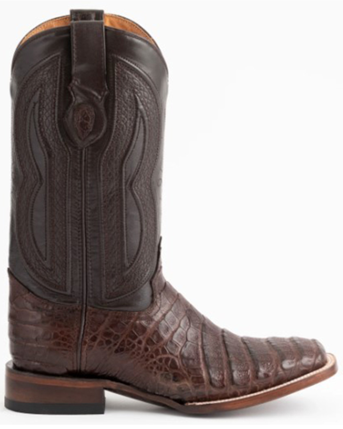 Ferrini  Mens Belly Caiman Chocolate Square Toe   Western Cowboy Boots   Mid Calf - image 2 of 7