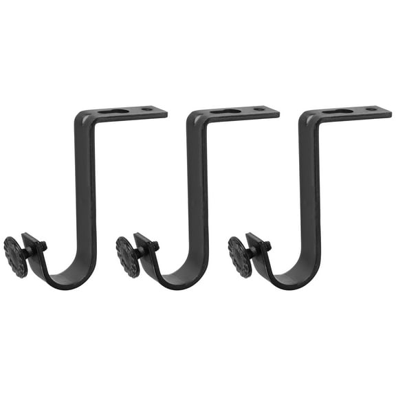 3Pcak Ceiling Mount Curtain Rod Brackets, Drapery Holder for 0.8 Inch Rod, Black