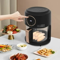 1 PCS Airy Fryer, 4.2L/3.81Qt Glass Air Fryer, 360° Viewable Airy Fryer(Black), Voltage: 110V, Power: 1200W