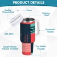 thumbnail image 2 of Yayeee 40oz Stainless Steel Tumbler with Straw and Handle Double-Wall Insulated Travel Water Bottle, Red Teal Plaid, 2 of 8